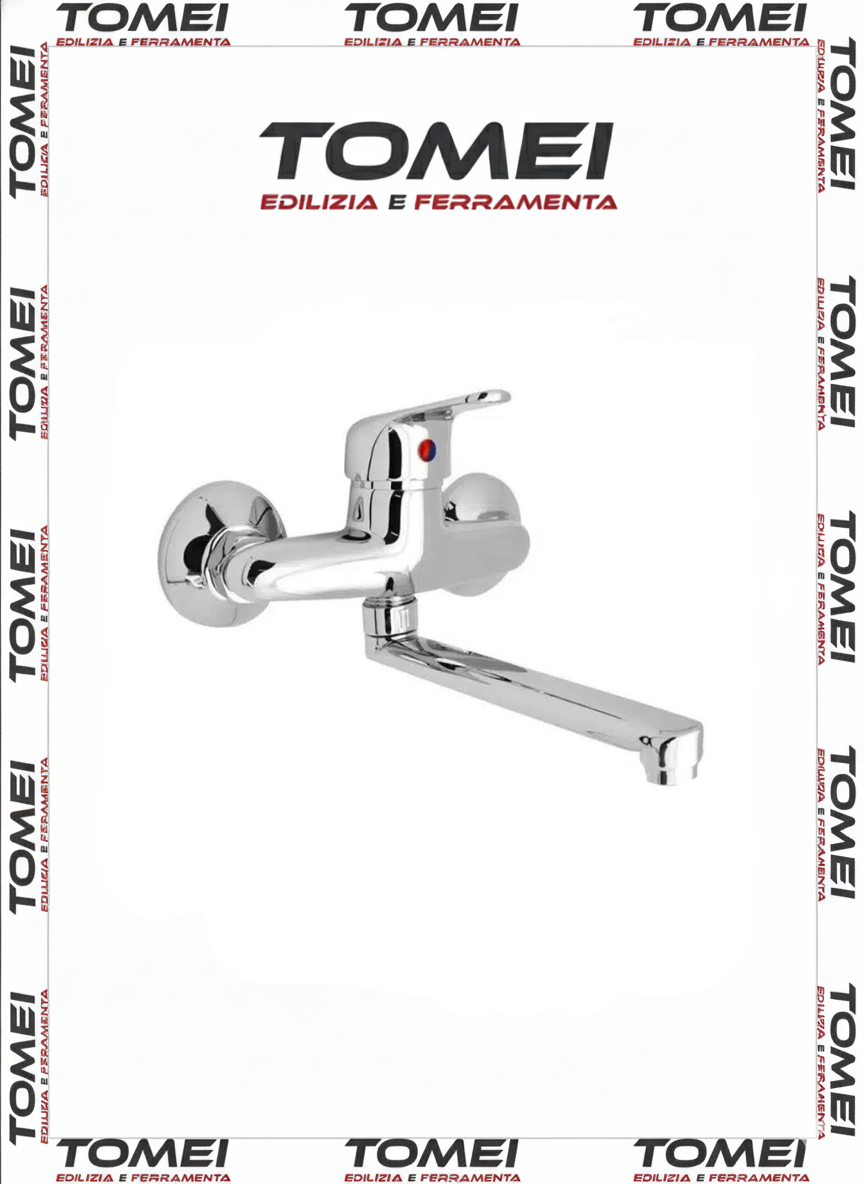 Miscelatore lavello muro Sirio Cilvani cromato erogazione orientabile