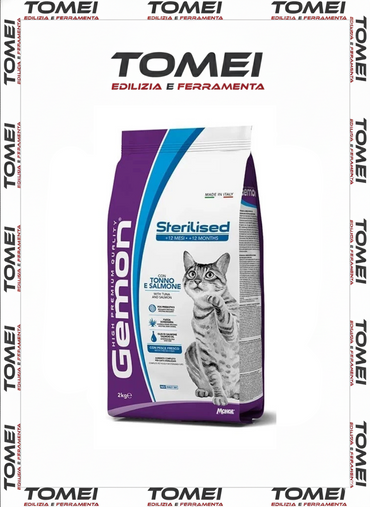 GEMON Sterilised  STERILIZZATI Tonno e Salmone  cibo secco per gatti  2 kg MONGE