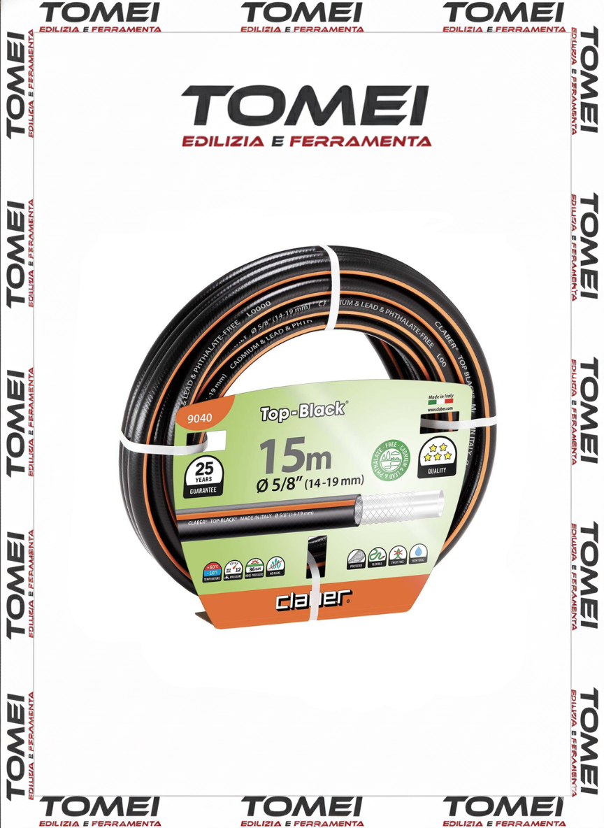 Tubo Irrigazione  Top-Black 5/8" 15 MT Antialghe Rinforzato 9040 CLABER