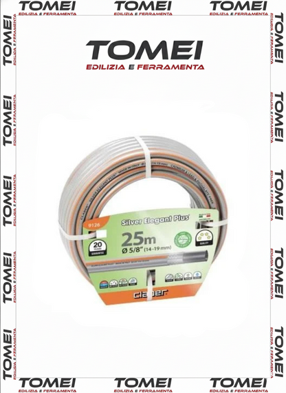 Tubo Retinato Claber Art 9126 Silver Elegant Plus 5/8" mm 14x19 rotolo da mt 25