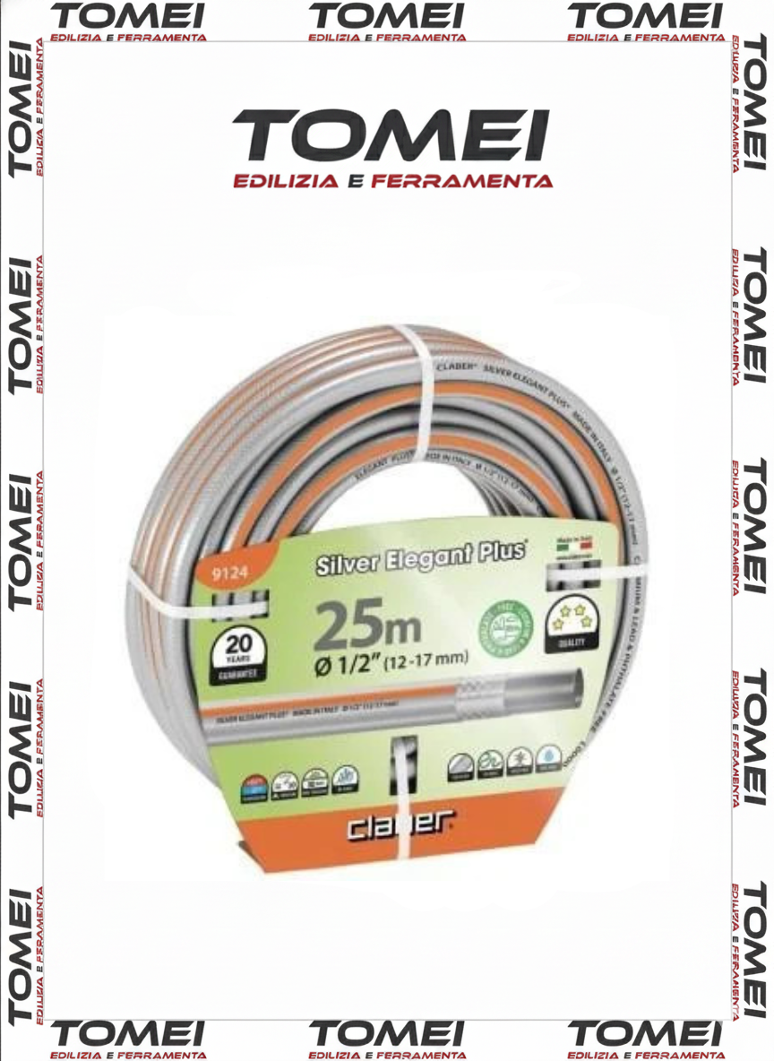 Claber silver elegant plus tubo retinato da 1/2 25 m cod. 9124 tubo da giardino