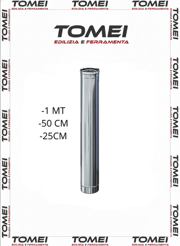 Tubo Canna Fumaria 1mt-50cm-25 cm Diametro 80 mm Acciaio Inox 316 Monoparete