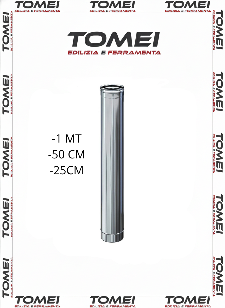 Tubo Canna Fumaria 1mt-50cm Diametro 200mm Acciaio Inox 316 Monoparete