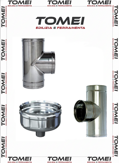 Raccordo a T 90° monoparete tubo in acciaio inox per canna fumaria pellet stufe