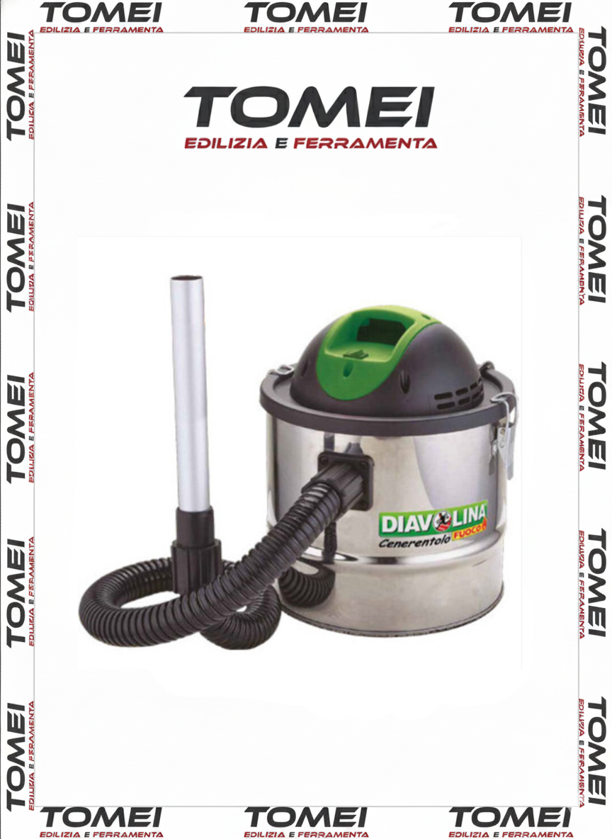 ASPIRACENERE Bidone DIAVOLINA CENERENTOLO 800W FUSTO INOX CON FILTRO HEPA lt 10