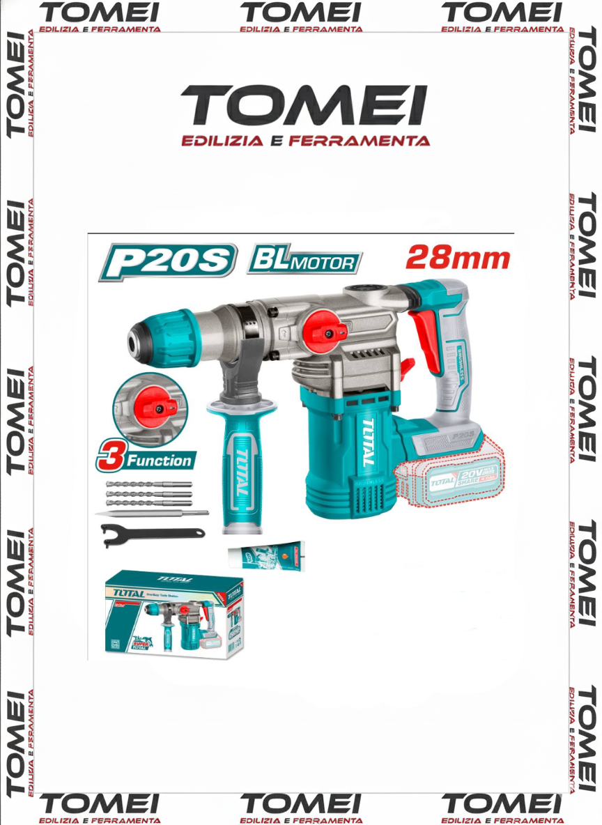 Total TRHLI20288 Martello Rotativo 4,5J SDS PLUS BRUSHLESS S/ SPAZZOLE 20V
