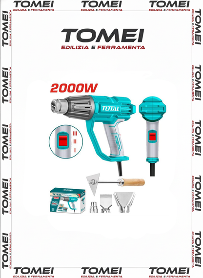 TOTAL PISTOLA TERMICA SVERNICIATORE ARIA CALDA 2000W CON 4 ACCESSORI TOTTB20078