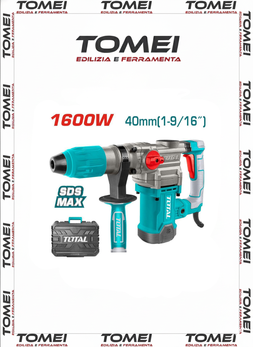 TOTAL MARTELLO ROTATIVO PERFORATORE DEMOLITORE SDS-MAX 1600W 10J TH1163855