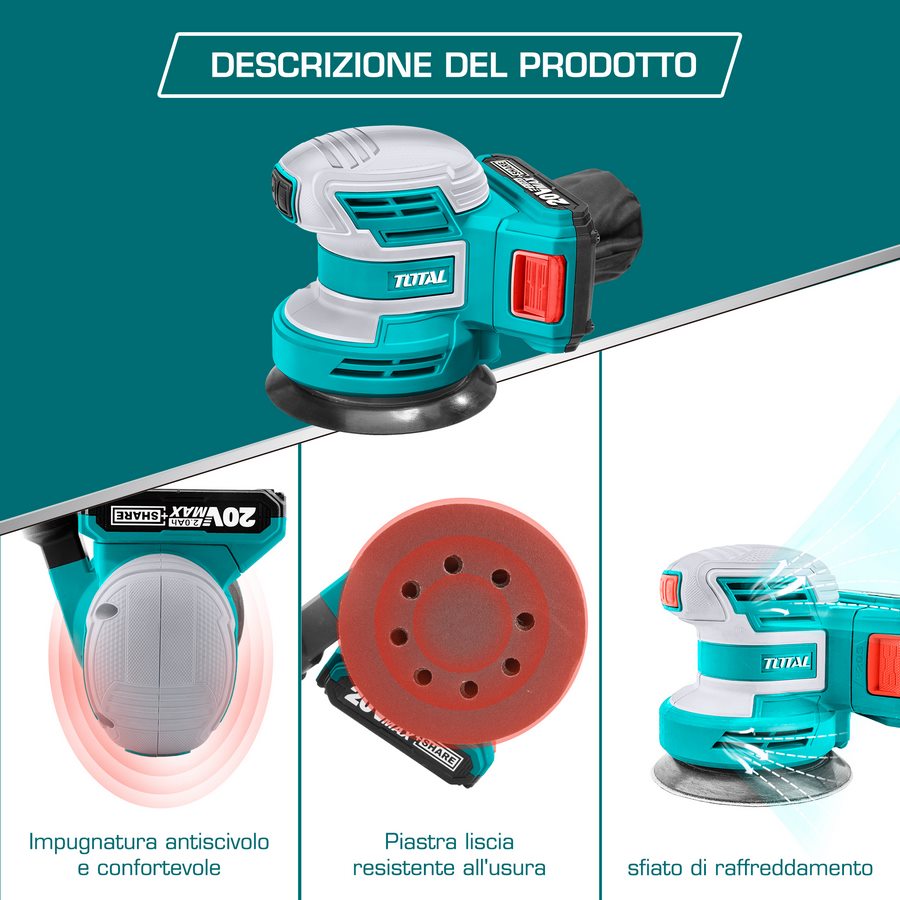 Levigatrice Rotorbitale Total a batteria Velocità a vuoto: 10000 g/min